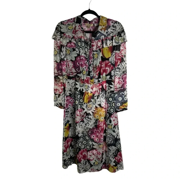 Burberry Silk Floral Maxi Dress Romantic Cottage core Boho Ruffle Garden Party 6 - Picture 1 of 10